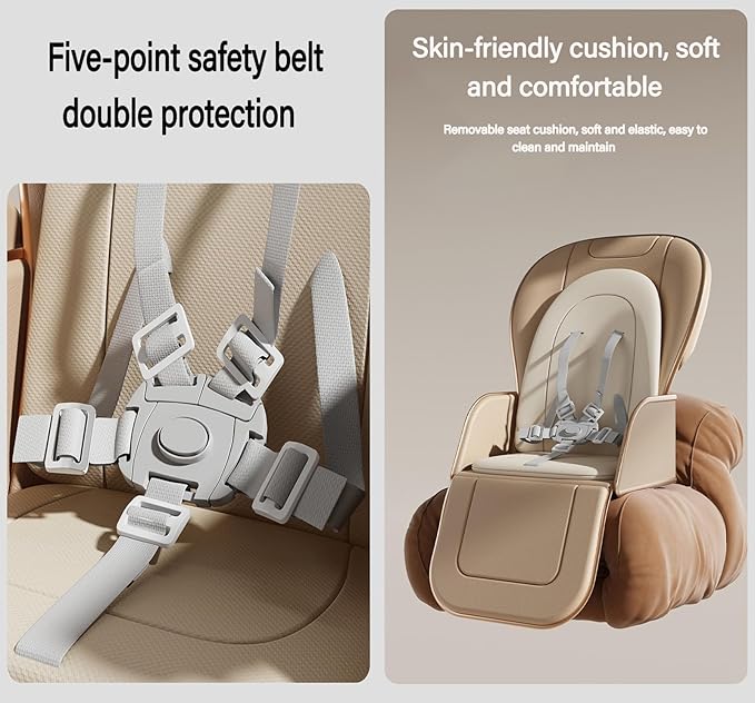 Nine point nine PU Leather Baby High Chair with Swinging Function, High Chairs for Babies and Toddlers, Removable Double Tray Baby Seat Feeding Chairs (8121 White)