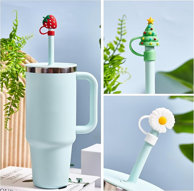 For Hydro Flask Tumbler Straw Lid, 3PCS Straw Cover for Hydro Flask Water Bottles, Silicone Straw Cap for Hydro Flask Cups, Silicone Accessories for Hydro Flask Stainless Steel Tumbler 32Oz 40Oz