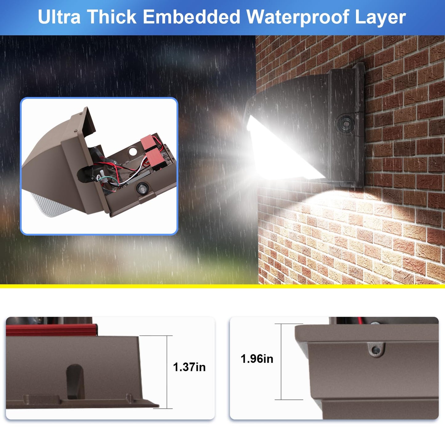 Biritalo Led Wall Pack Light 500W Equivalent 18000Lm Led Flood Security Light Dusk To Dawn Photocell 5000K 120W 100-277V Outdoor Wall Mount Lighting Commericial Ip65 Waterproof For Yard Garage 4 Pack