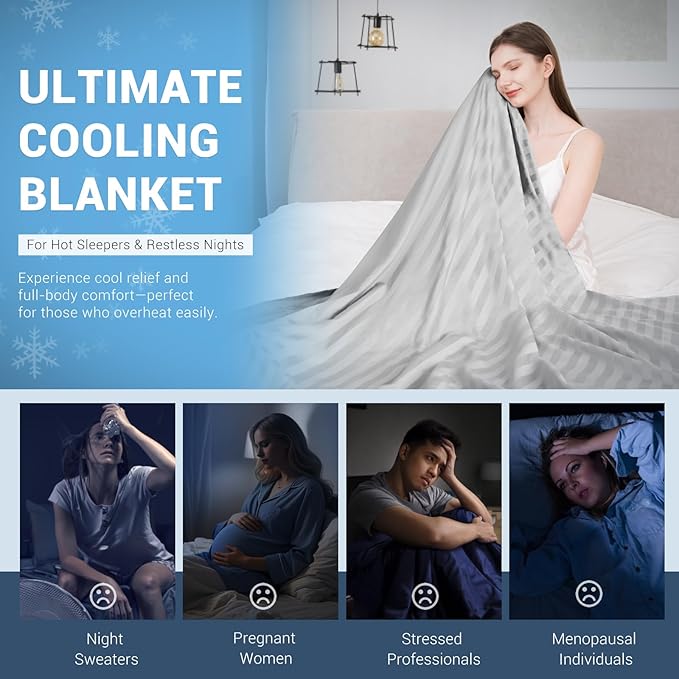 Elegear Revolutionary Cooling Blanket King, Absorbs Heat to Keep Body Cool for Night Sweats, Double Sided Arc-Chill 3.0 Cool Fiber Q-Max>0.5, Cold Summer Blankets for Hot Sleeper, Light Gray