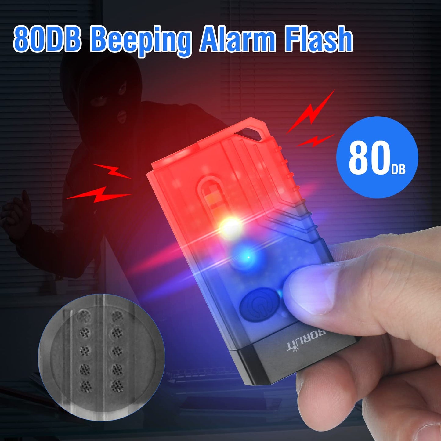Boruit V10 Powerful Flashlight - 1000Lm, 365Nm Uv Light, Usb C Rechargeable, Aluminum, Black, Keychain With Cob Side Light