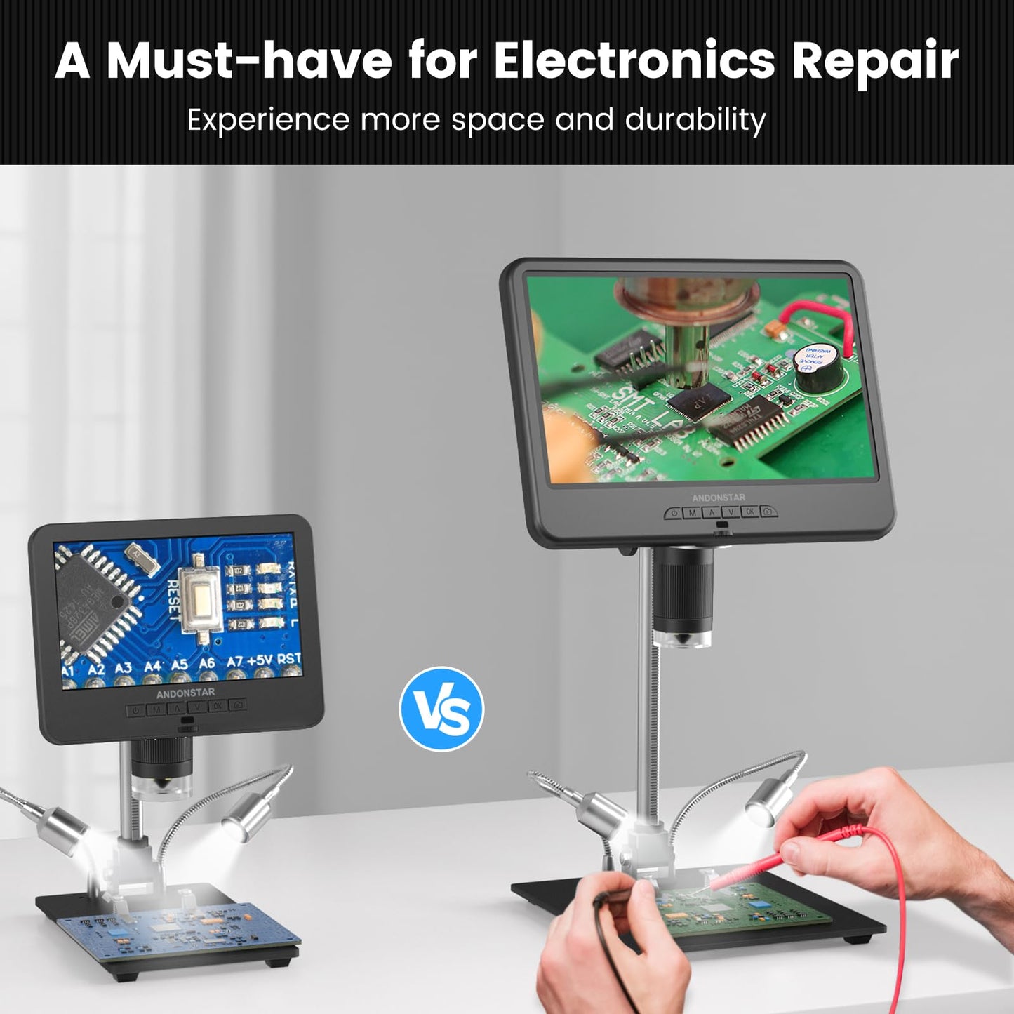 Andonstar Ad210 10.1 Inch Lcd Digital Microscope For Adults, Soldering Microscope For Electronics Repair, Coin Microscope Camera