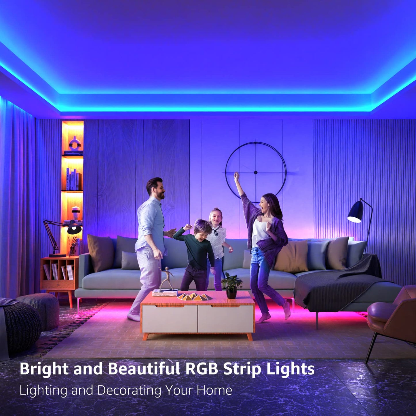 Lepro LED Strip Lights, RGB 5050 Color Changing Tape Light, 16.4 ft with Remote Controller for Room, Bedroom, TV, Kitchen