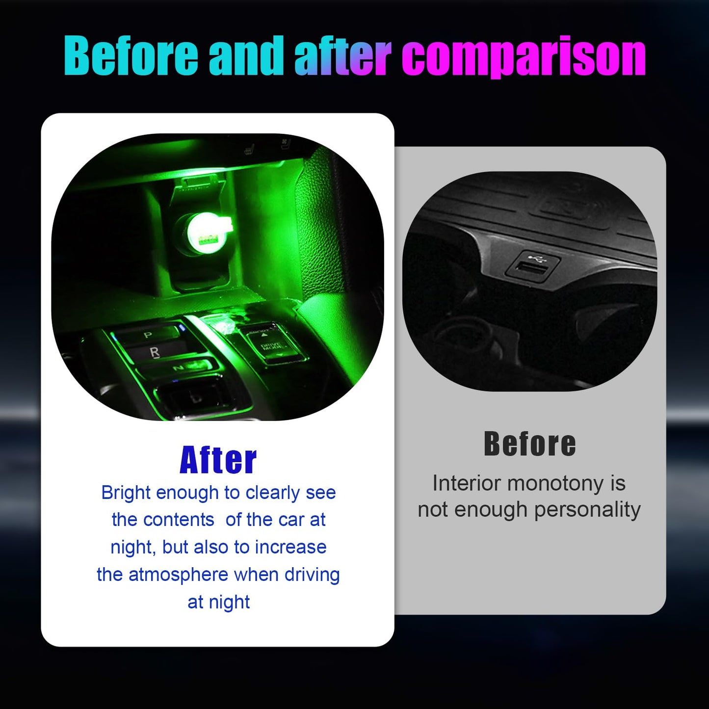 Sylvil 4 Pcs Usb Led Car Interior Atmosphere Lamp  Portable Mini Led Night Light  Plug-In Usb Interface Trunk Ambient Lighting Kit  Universal Interior Car Accessories (Green)