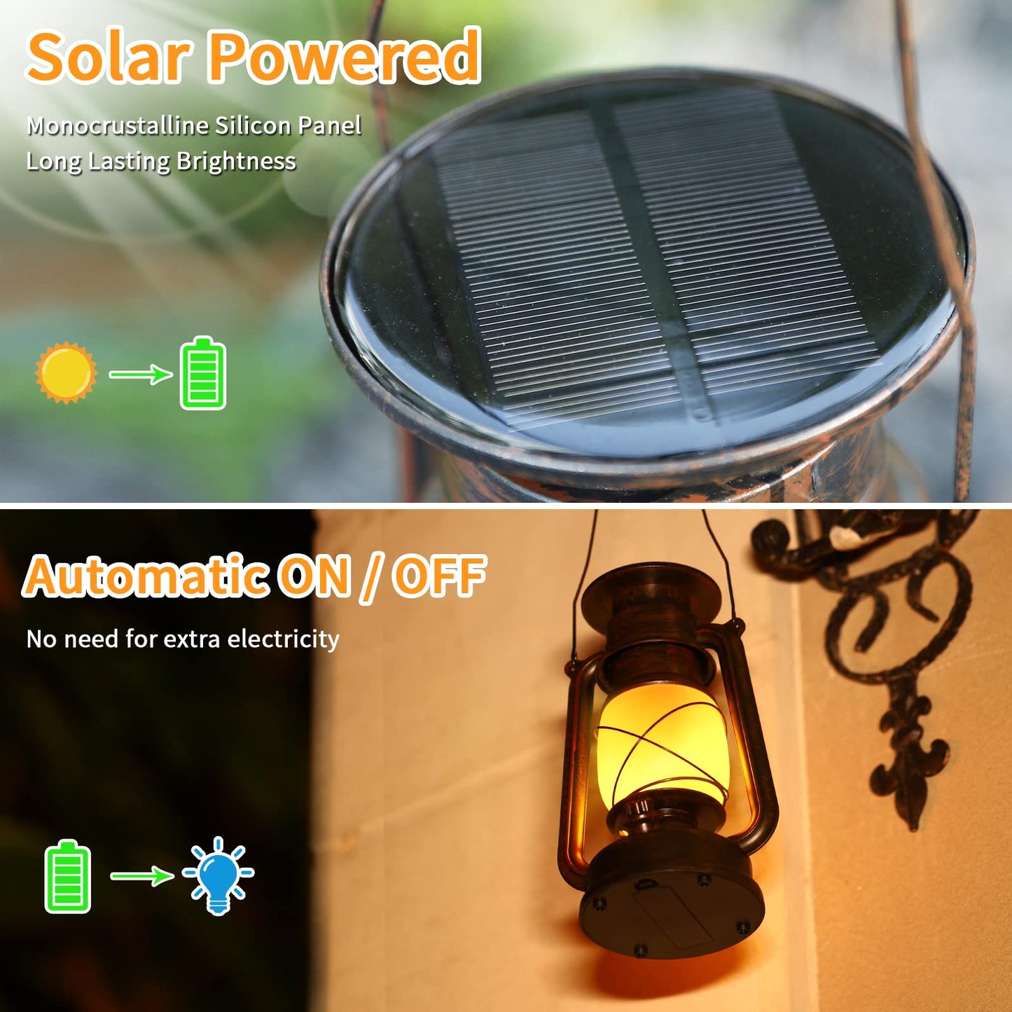 Solar Lantern Outdoor Hanging Solar Lights Dancing Flame Led Waterproof Camping Lamps  Auto On/Off  Landscape Decor For Table Patio Garden Yard Pathway Porch (Pack Of 2)