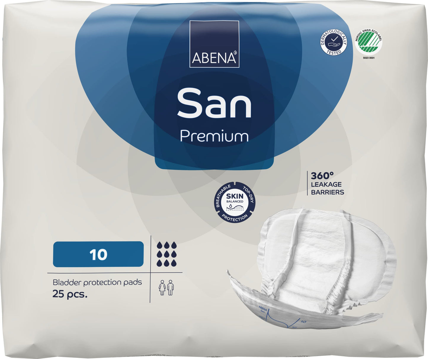 Abena San Premium Incontinence Pads, Heavy Absorbency, (Sizes 8 to 11), Size 10, 25 Count