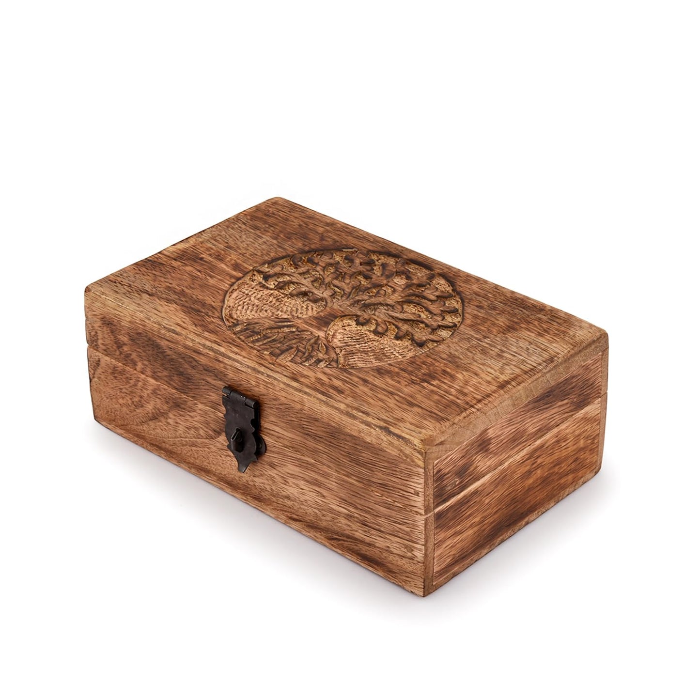 Samhita Handmade Mango Wood Tree of Life Engraving Beautifully Keepsake Box Jewellery Organiser Unique Gift Ideas for Men & Wome