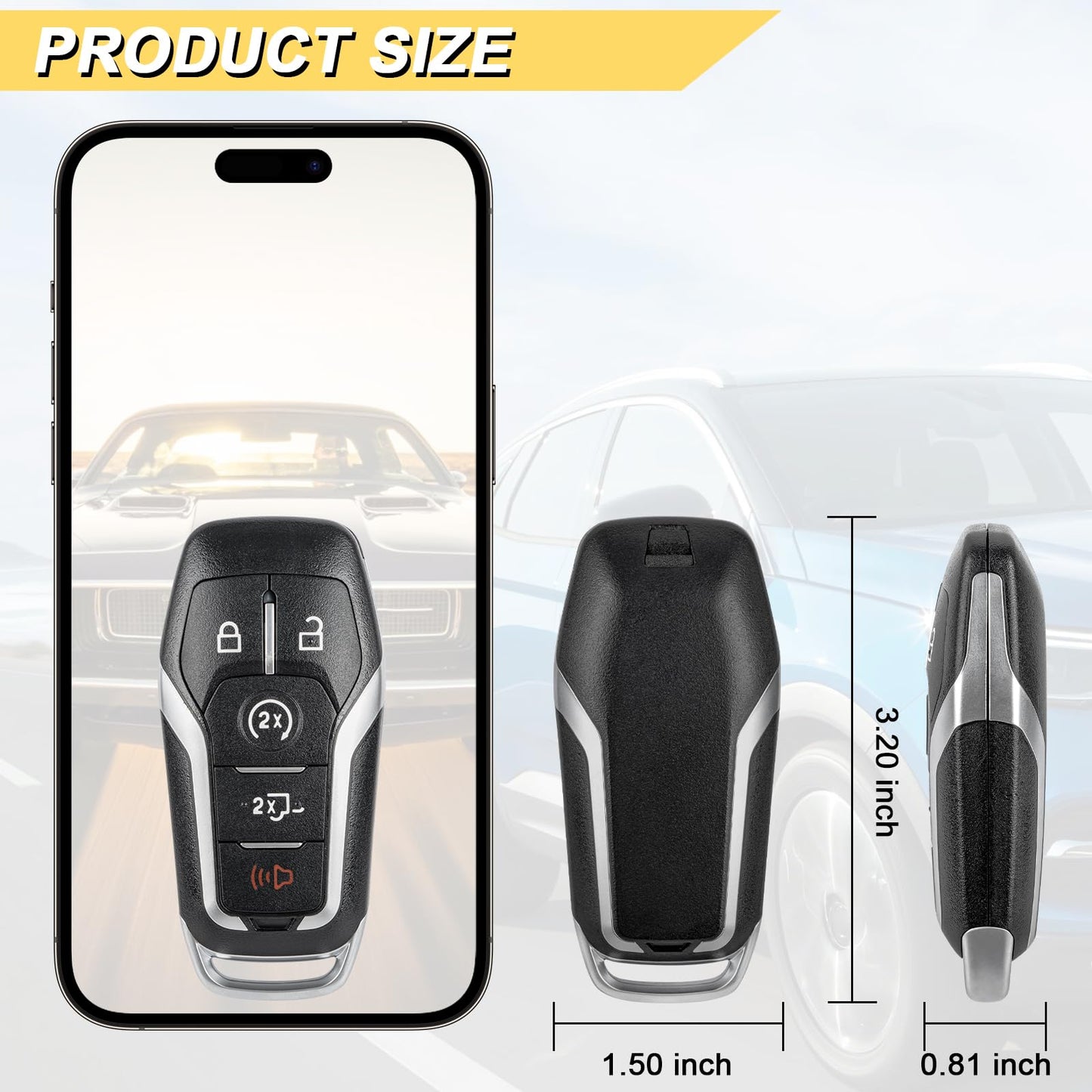 Vurkcy Key Fob Replacement For 2015-2017 Ford F-Series Truck- F150 F250 F350 F450 Car Keyless Entry Remote Control, M3N-A2C31243