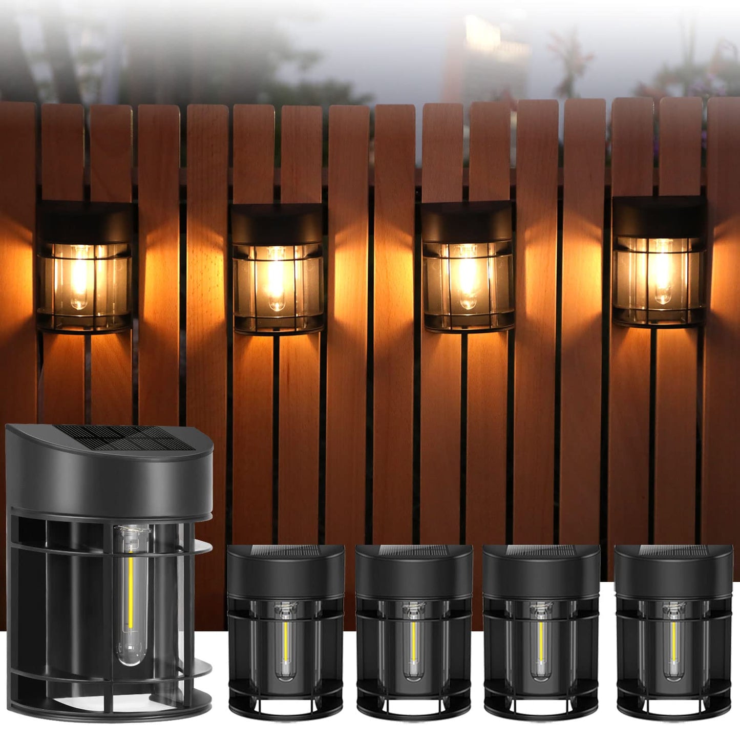 DOESLAG Solar Fence Lights, Upgrade Solar Deck Lights, Waterproof Solar Outdoor Lights for Wall Yard Post,Steps, Easy-to-Install