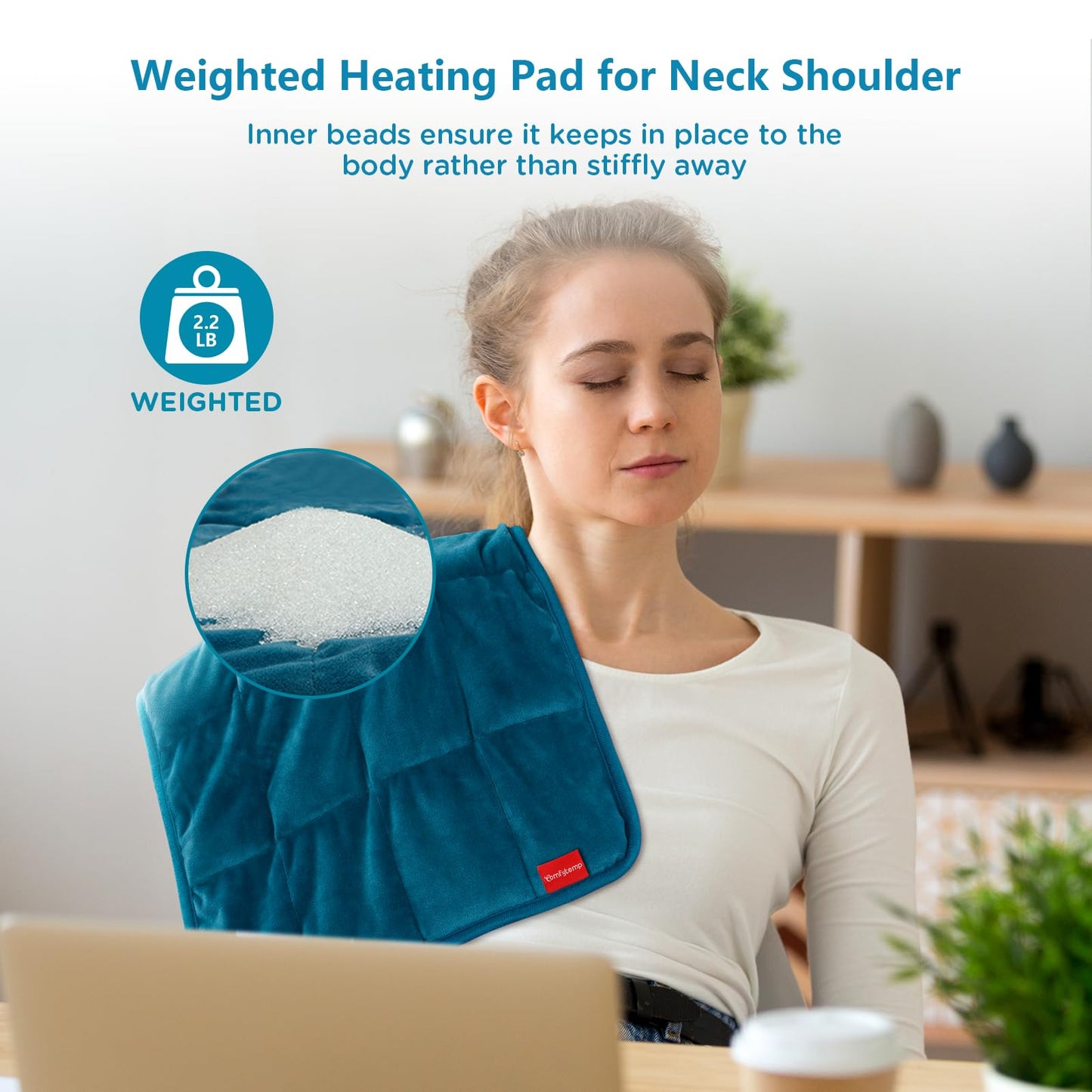 Comfytemp Weighted Heating Pad for Back & Period, FSA Eligible Electric Heat Pad, Valentines Day Birthday Gifts for Mom Dad Women Men, 2.2 lb HSA Approved Neck Shoulder Heated Pad, 2H Auto-Off, 12x24