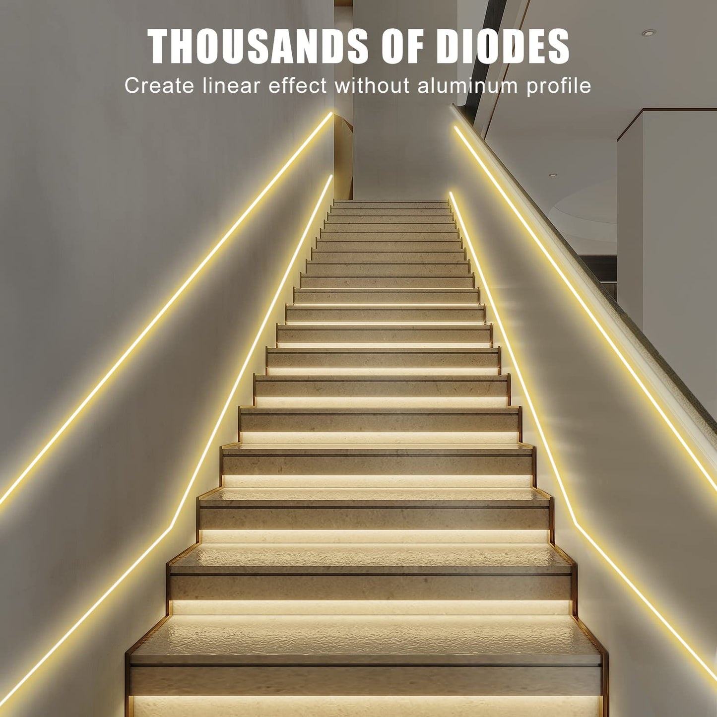 Tatazone COB LED Strip Lights 32.8ft 3000K Warm White Dimmable with RF Remote, Indoor Flexible Adhesive, Model st-ting-l360