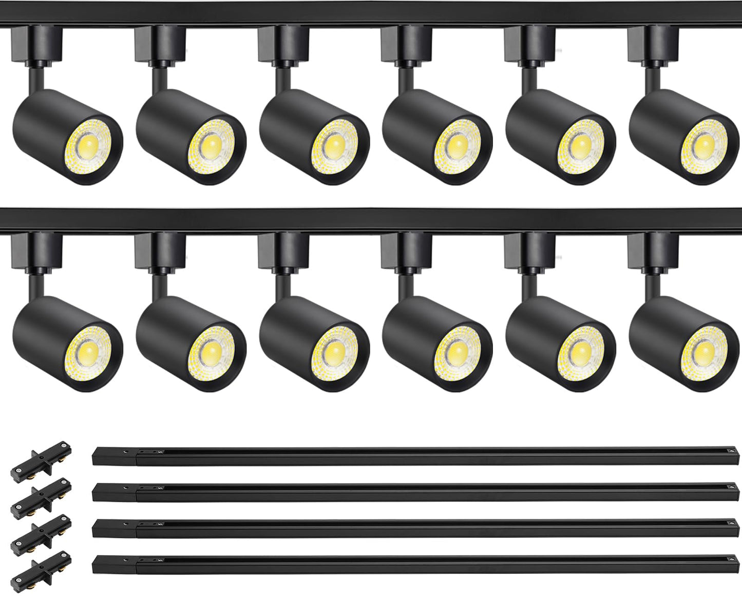 Vanoopee 12-Light Led Track Lighting Kit With 13Ft H Type Track Lighting Rail  Dimmable Led Track Light Heads Modern Kitchen Track Lighting Fixtures Ceiling Spot Light 3000K 24 Cri90+ 10W 800Lm Black