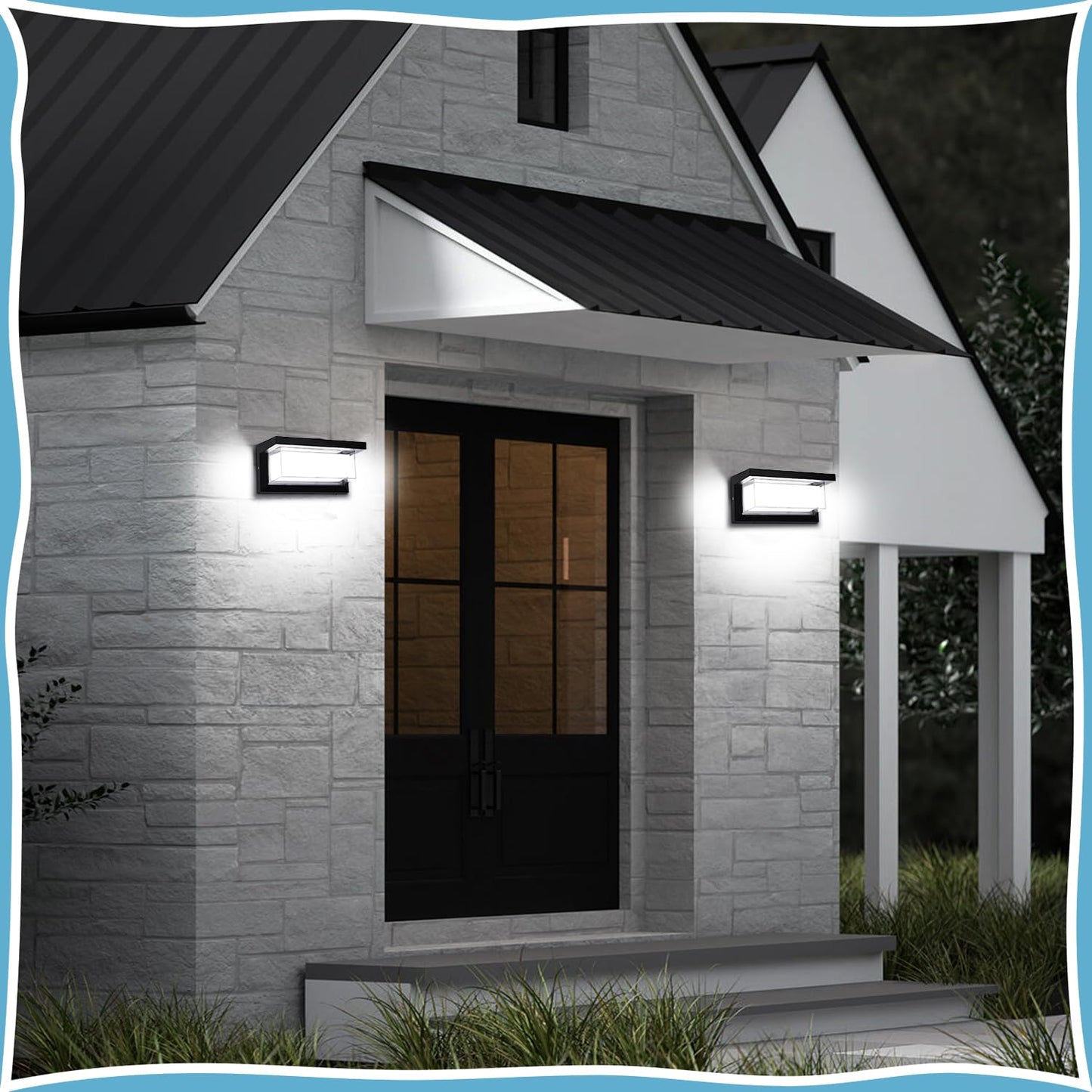 Biritalo 4 Pack 6000K Outdoor Porch Lights  18W 1800Lm Led Wall Lighting  Ip65 Waterproof Rustproof Aluminum Modern Exterior Fixtures For Front Door  Patio  Backyard