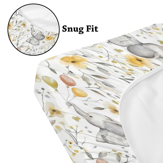 Soft 2 Pack Cartoon African Safari Animal Pattern Baby Changing Pad Covers for Infant Newborn, Unisex Elephant Flower Leaves Nursery Fitted Diaper Changing Table Pad Mat Sheets for Boys Girls-16x32