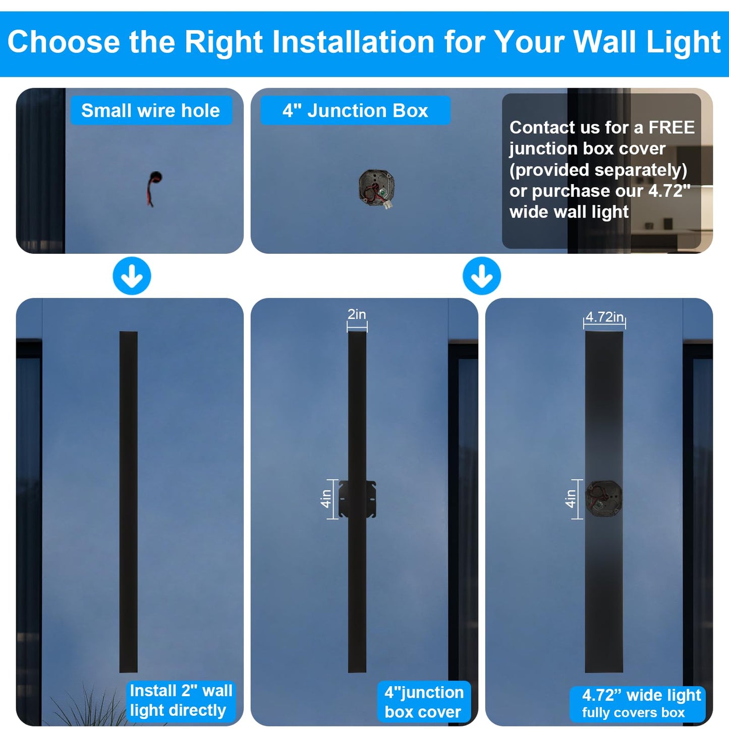 Niuzdu Porch Wall Lights - 31.5Inch Long Strip Modern Outdoor Wall Light Fixture Dimmable Black Wall Mount Exterior Lighting Wall Sconce Outside Garage Lights For House  Courtyard  Corridor