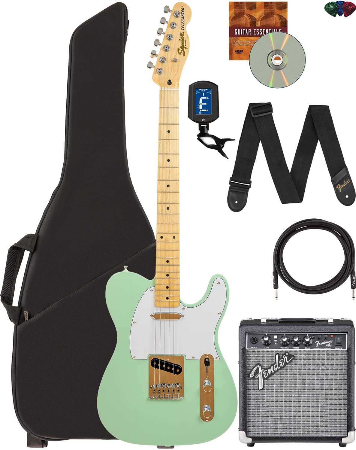 Fender Affinity Series Telecaster - Surf Green Bundle With Frontman 10G Amplifier, Gig Bag, Tuner, Instrument Cable, Strap, Pick