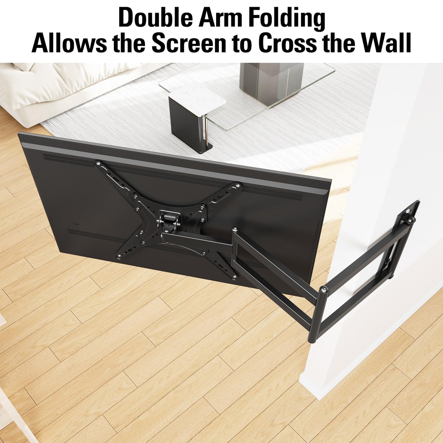 MOUNTUP Long Arm TV Wall Mount for Most 26-65 Inch TVs, Corner TV Mounts with 37.4 Inch Extension Arm, Smooth Swivel Tilt Single Stud Full Motion Bracket Max VESA 400x400mm, Holds to 77 lbs, MU0047