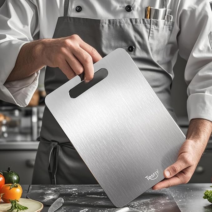2 Pack Titanium Cutting Board-100% Pure Titanium Cutting Boards For Kitchen, Dishwasher Safe, Easy to clean, Double-sided food-grade Cutting Board For Meats, Fruits And Vegetables (X-Large)