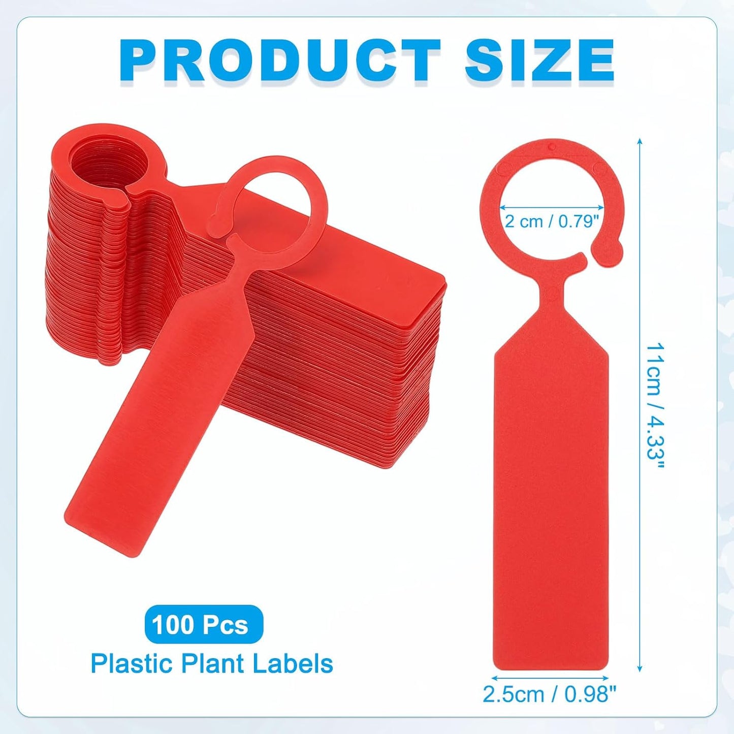 uxcell Waterproof Plastic Plant Labels, 100 Pcs 4.3 Inch Plant Hanging Labels, Color Hanging Plant Markers for Indoor Plants,Outdoor,Garden and Greenhouse (Red)