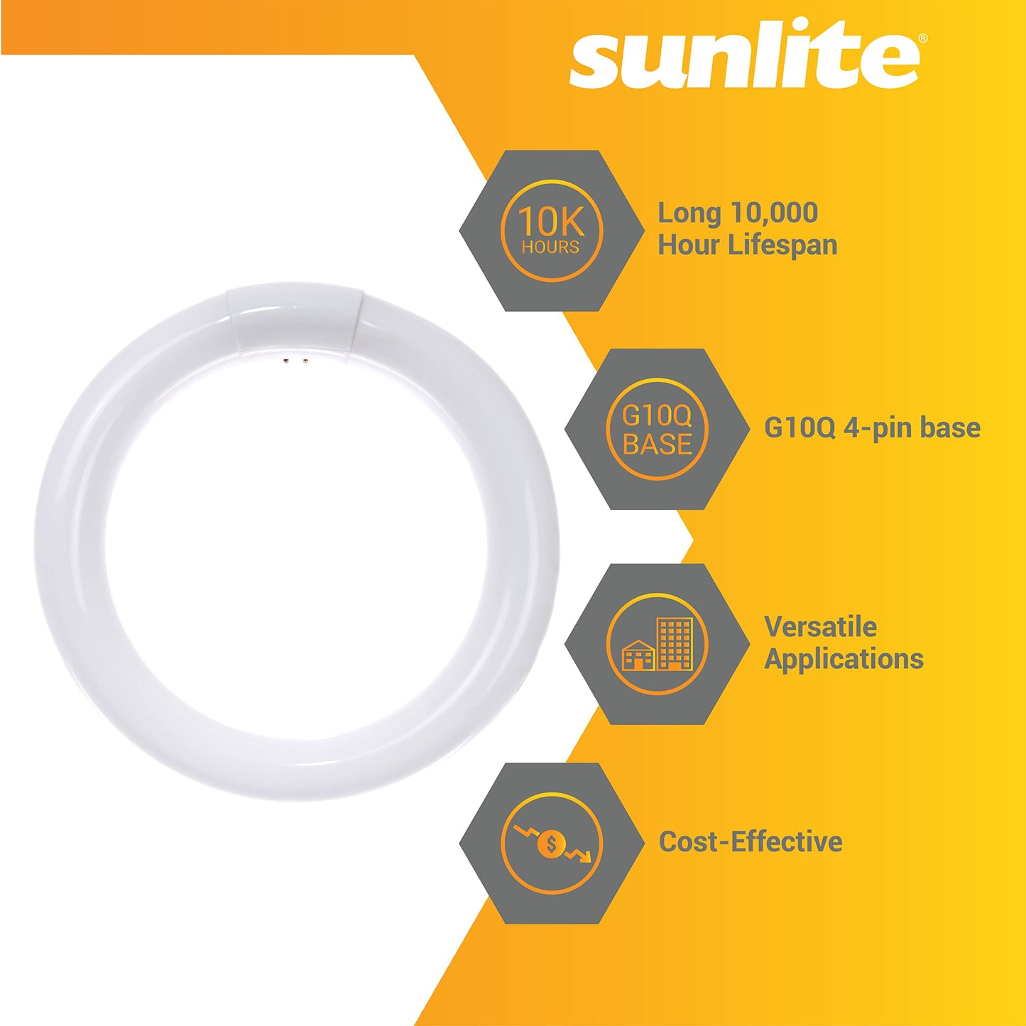 Sunlite T9 Round Fluorescent Circline Lamp 22W 1050 Lumens G10Q 4-Pin Base 6500K Daylight 1 Pack