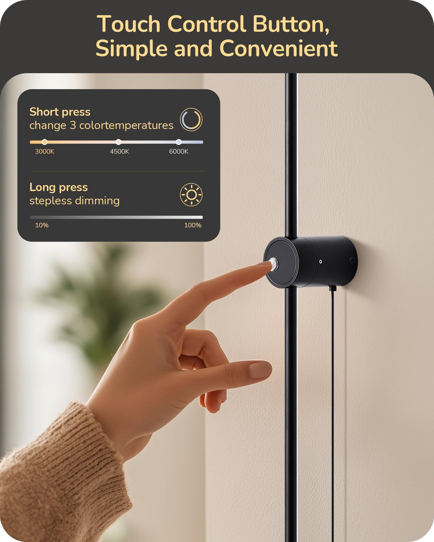 Edishine Plug In Wall Sconce Set Of Two  Stepless 2700K-6000K Dimmable Led Wall Lights  350 Rotation 39.4 Touch Wall Sconce With Remote  Timer  Night Light Mode For Living Room Bedroom Hallway