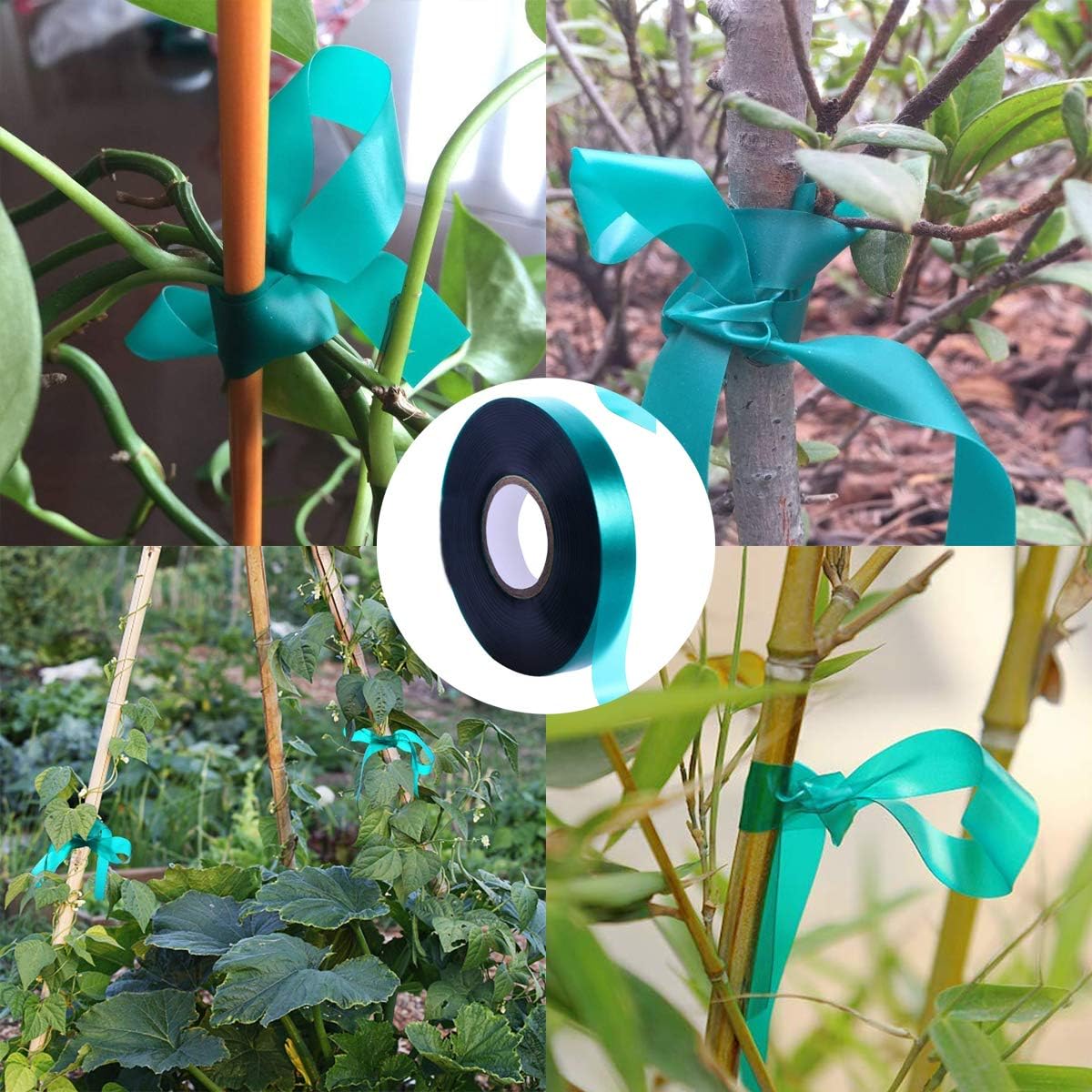 12 Rolls 150 Feet Stretch Tie Tape 0.5 Inch Garden Tie Tape Thick Plant Ribbon Garden Green Vinyl Stake for Indoor Outdoor Patio Plant Use