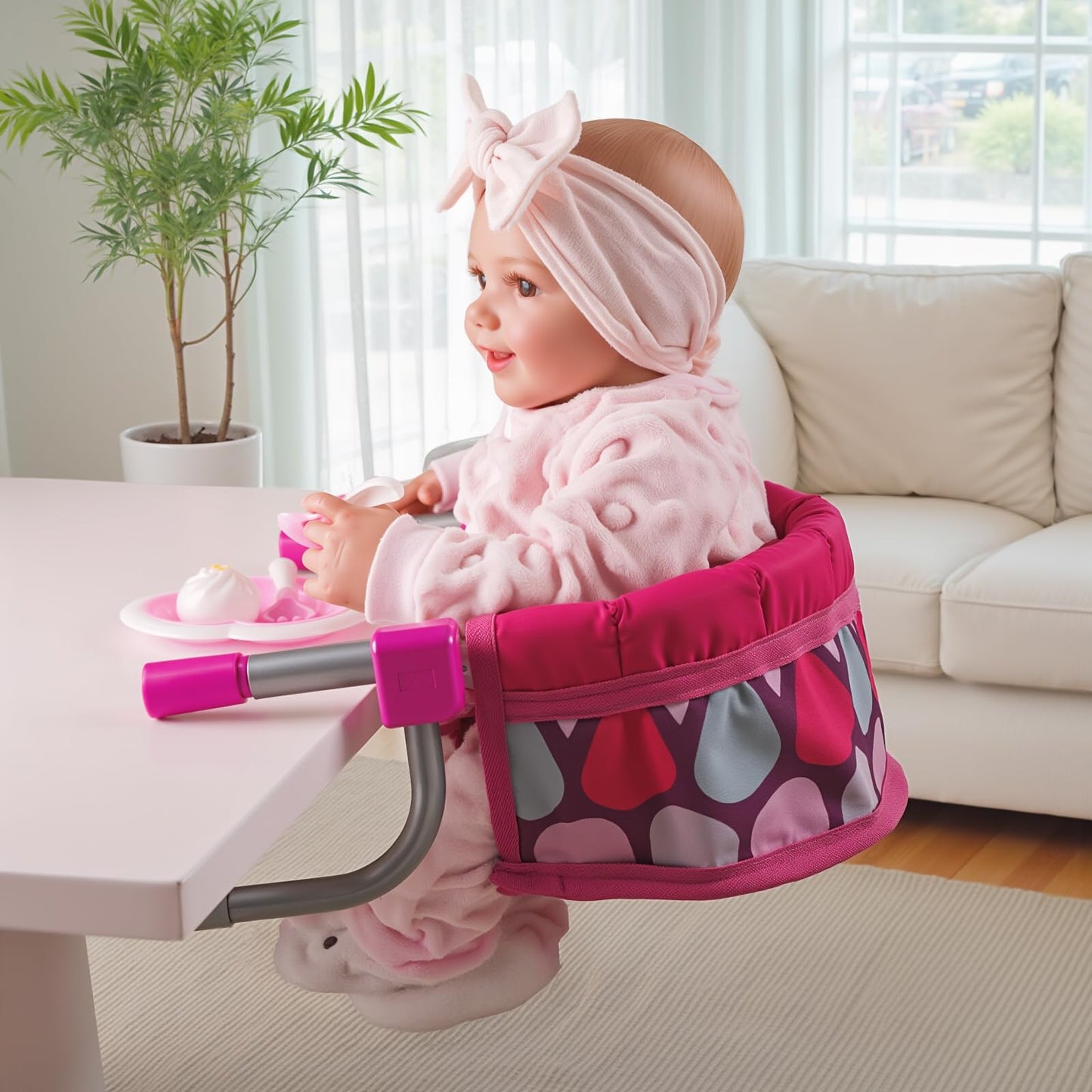 BABESIDE Baby Doll Table Seat for 12-20 Inches Dolls, Baby Doll Feeding Chair Accessories, Baby Doll Accessories Furniture fit Newborn Dolls Boys&Girls