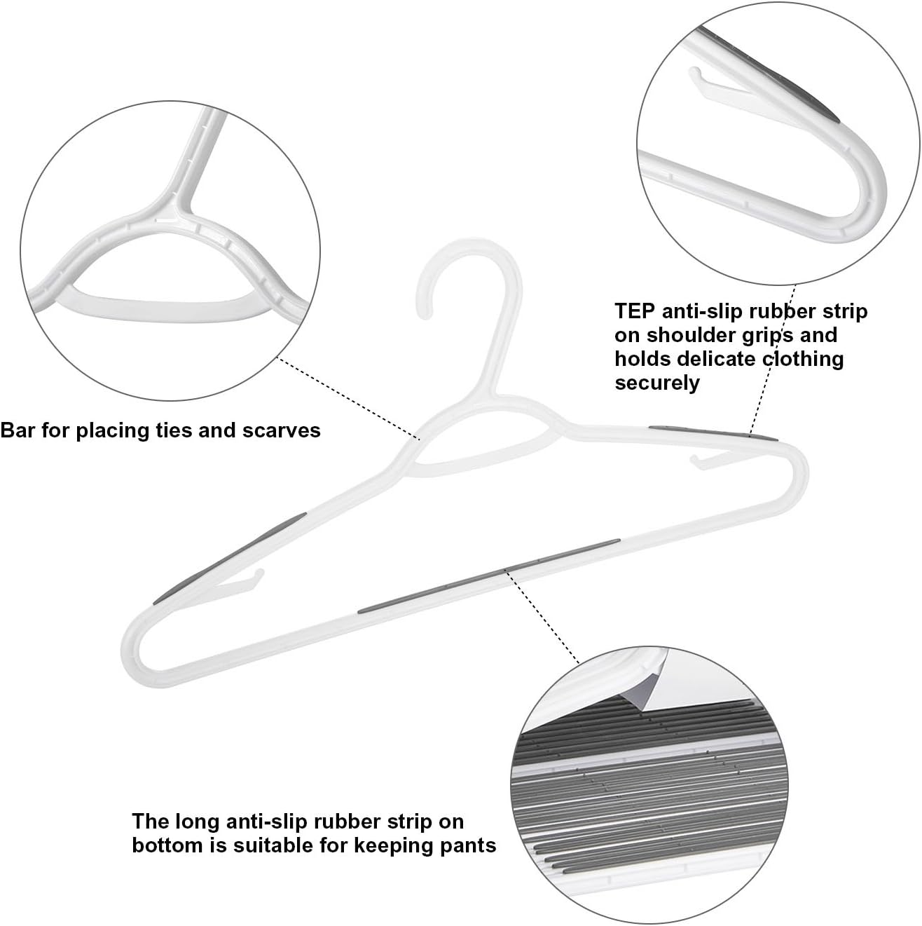 30 Pack Bendable Plastic Hangers Light-Weight Non-Slip Clothes/Suit Hangers(Grey)