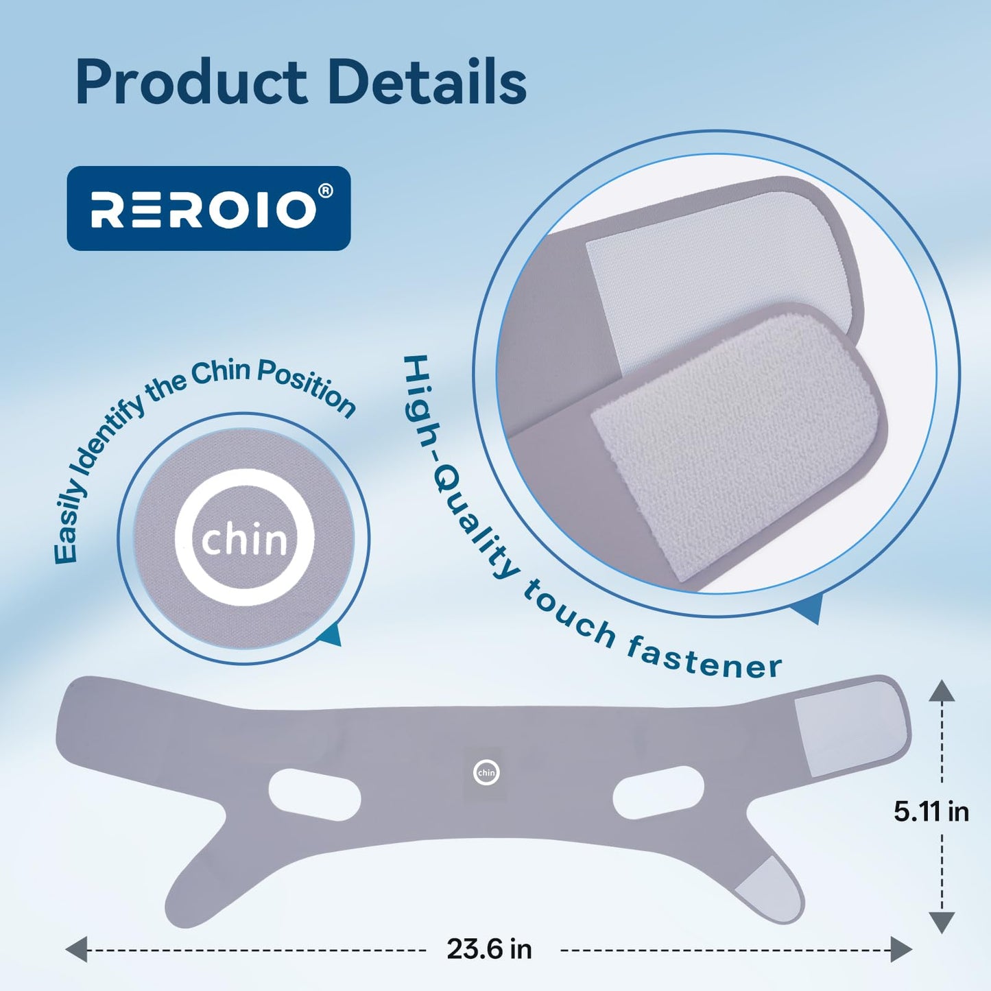 REROIO Chin Strap for Sleeping with 4-Side Adjustment, Anti Snoring Chin Strap Elasticity for Adults, Anti Snoring Devices Breathable and Durable, Snore Stopper for CPAP Users, Gray, M, 2packs