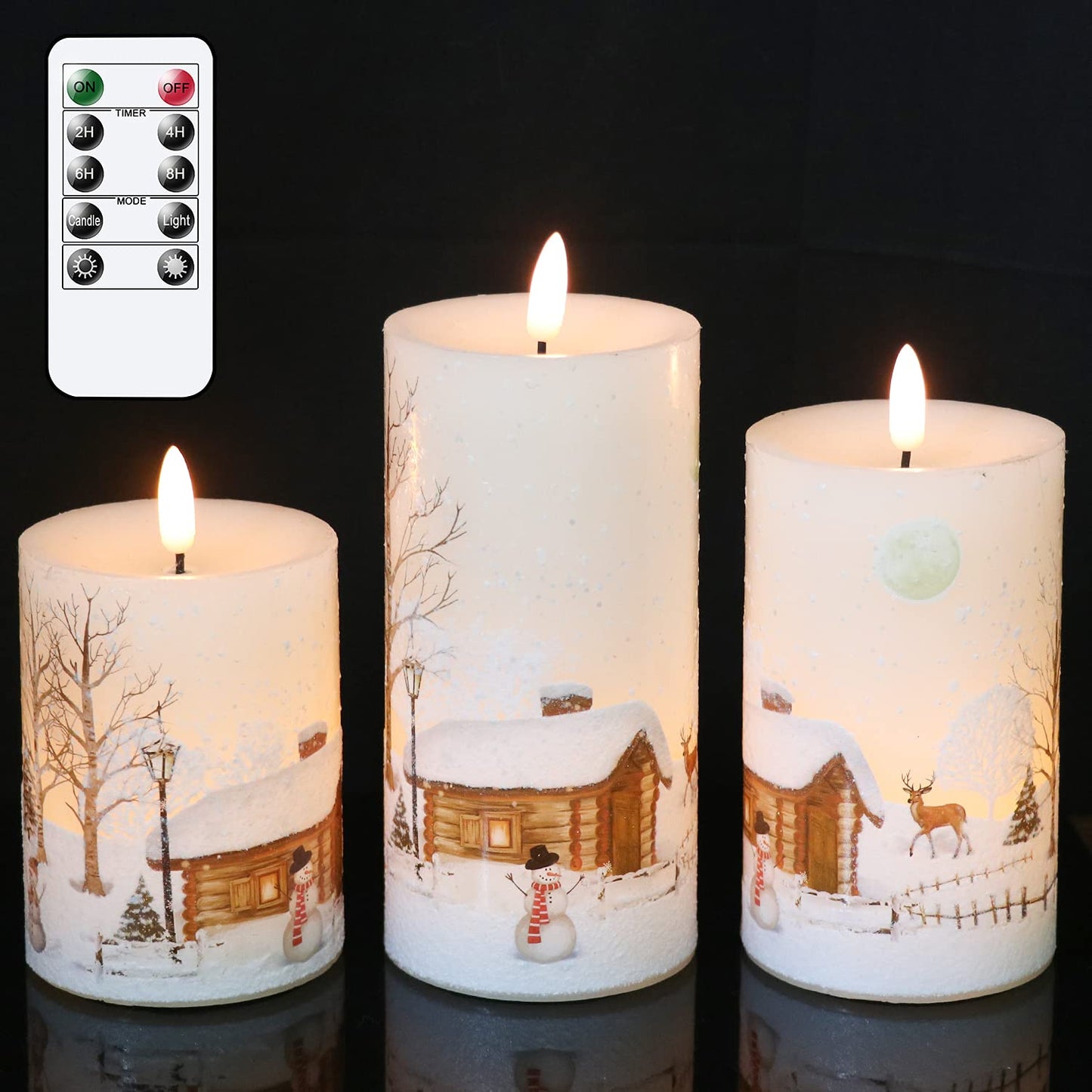 Dromance Christmas Flameless Led Flickering Candles Battery Operated With 10-Key Remote And Timer Realistic 3D Wick White Real W