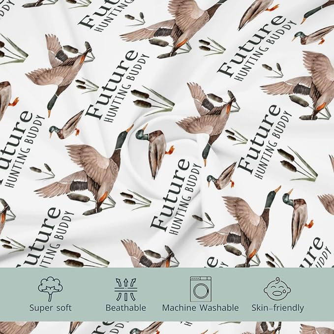 HawSkgFub Future Duck Hunting Buddy Changing Pad Cover for Baby Boy, Wild Mallard Hunter Diaper Change Table Covers, Soft Stretchy Breathable Safe Snug Fitted Changing Mat Sheets Fit 32"/34" x 16"