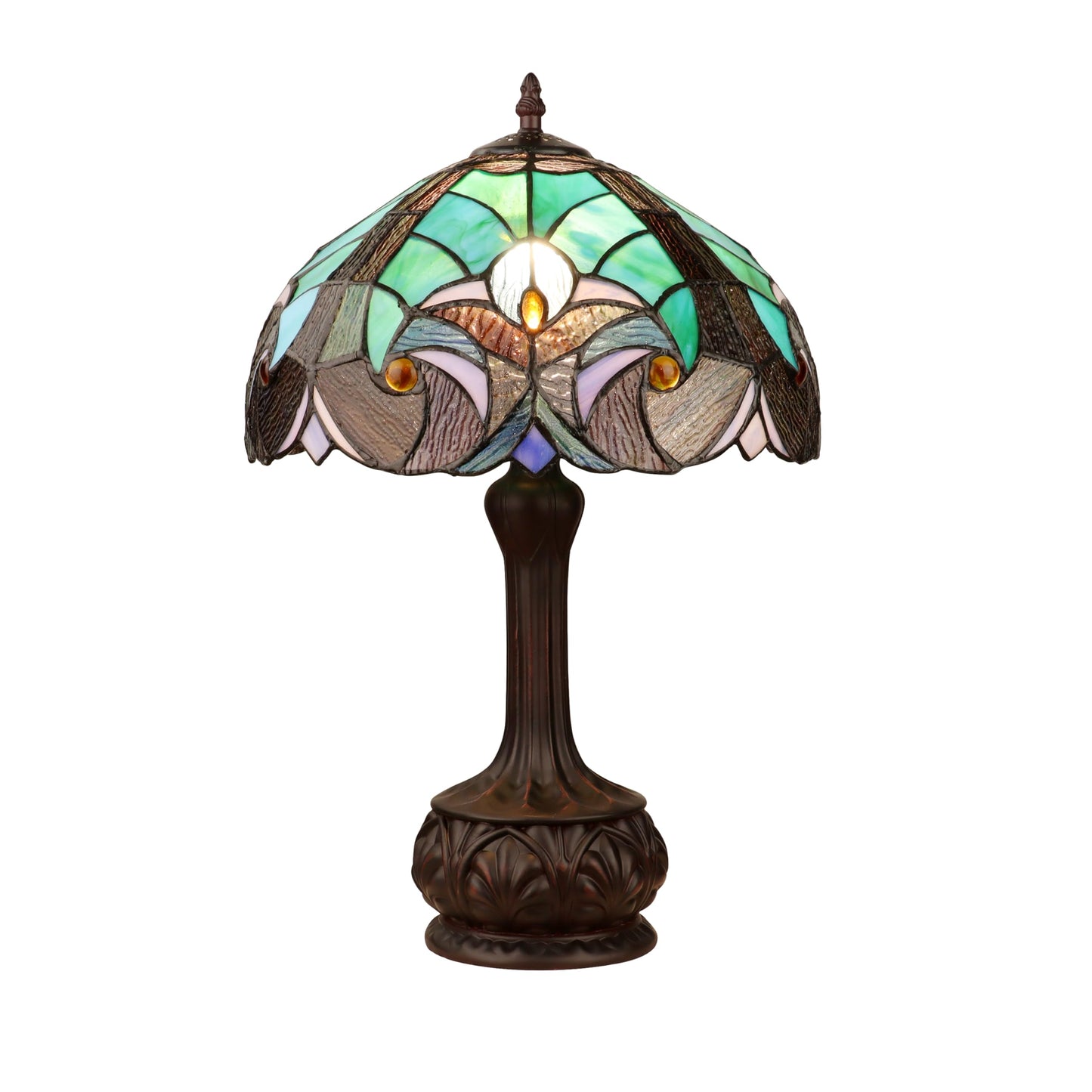 Chloe Lighting Tiffany-Style Table Lamp Antique Dark Bronze 1-Light 12in Shade Multicolor Model CH18780VG12-TL1