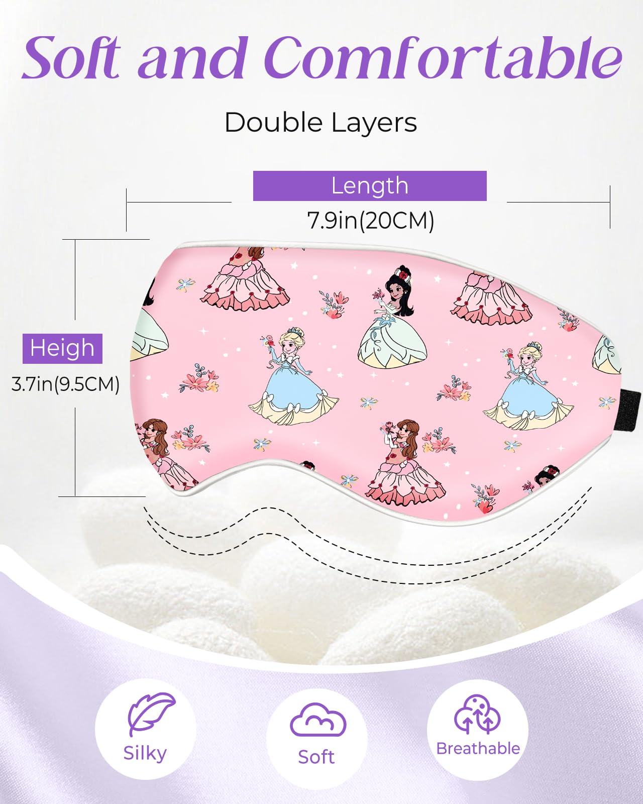 Miss Adola Sleep Mask for Kids - Cute Cartoon Silk Eye Mask for Sleeping with Adjustable Strap Soft Smooth Light Silk Kids Eye Cover for Boys Girls Teens, Flower Girl
