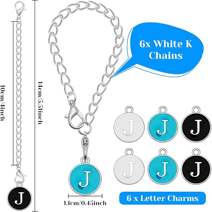 Letter Accessories for Stanley Cup,6PCS Initial Name ID Personalized Handle Personalized Handle Decor Set DIY Identification Handle Letter for Stanley Tumble (J/White/Black/Blue)