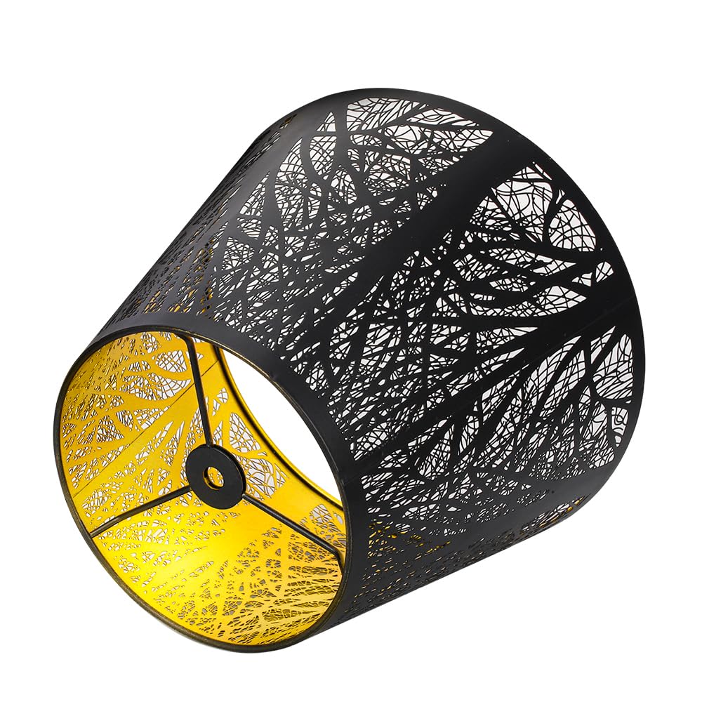 ALUCSET Etched Metal Lampshade, Black Forest, 6in Top, 10in Bottom, 7.5in Height, Fits Most Table & Floor Lamps, Model LLA-S