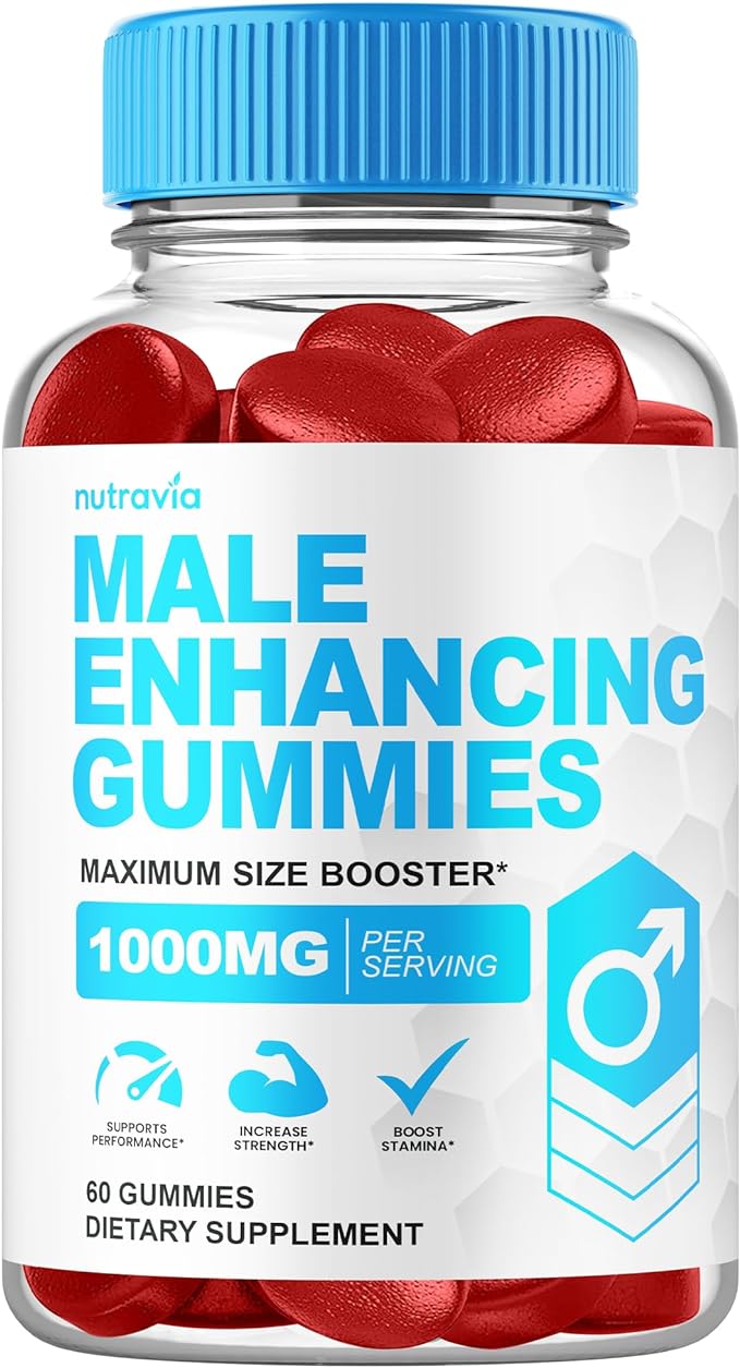 Male Enhancing Supplement Gummies - 6 in 1 Testosterone Booster Gummies for Men, Stamina Test Boost Gummy for Men with Horny Goat Weed, Tribulus, Maca Root Boost Energy, Performance (60 Gummies)
