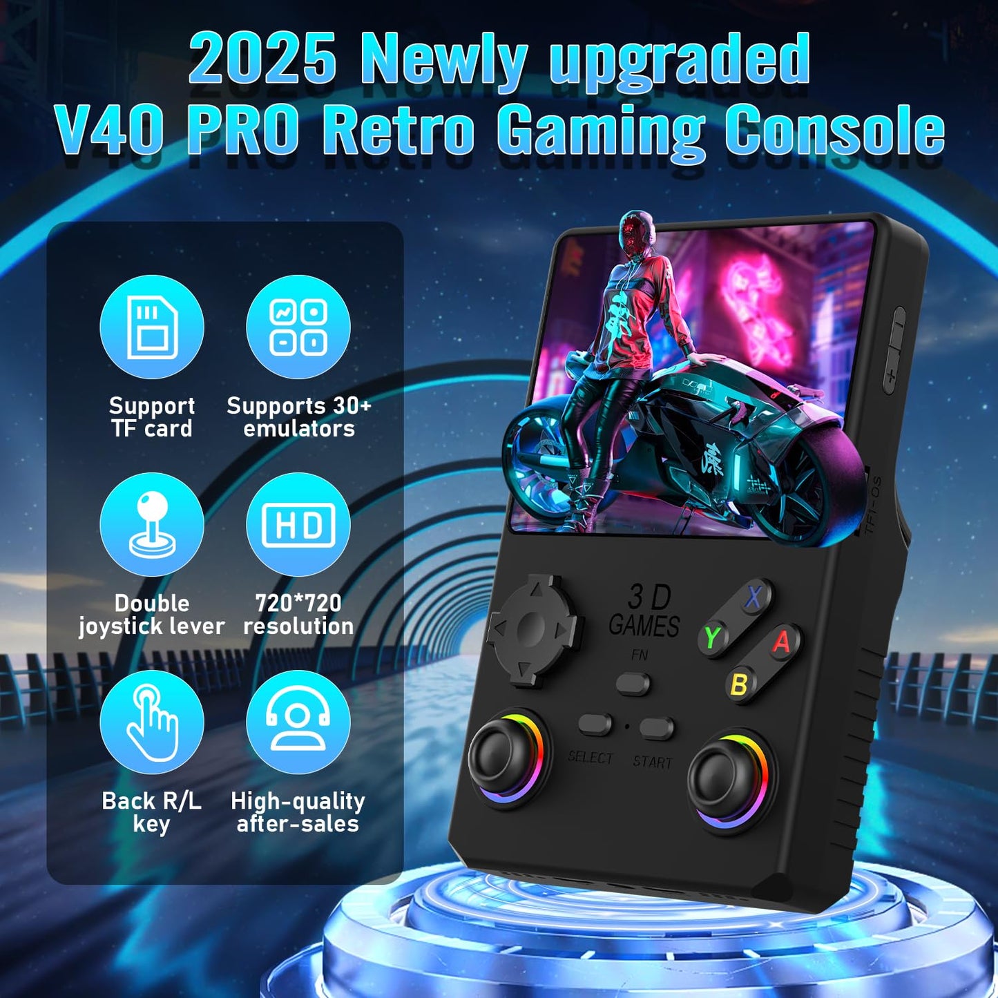 Hugawello R40 PRO Handheld Device, 35000 in 1 high-Definition Gaming mini Retro Video Console, 3.5-inch IPS Screen, 256GB RAM, 45 Built-in emulators, 3800mAh Battery (Black 256GB)