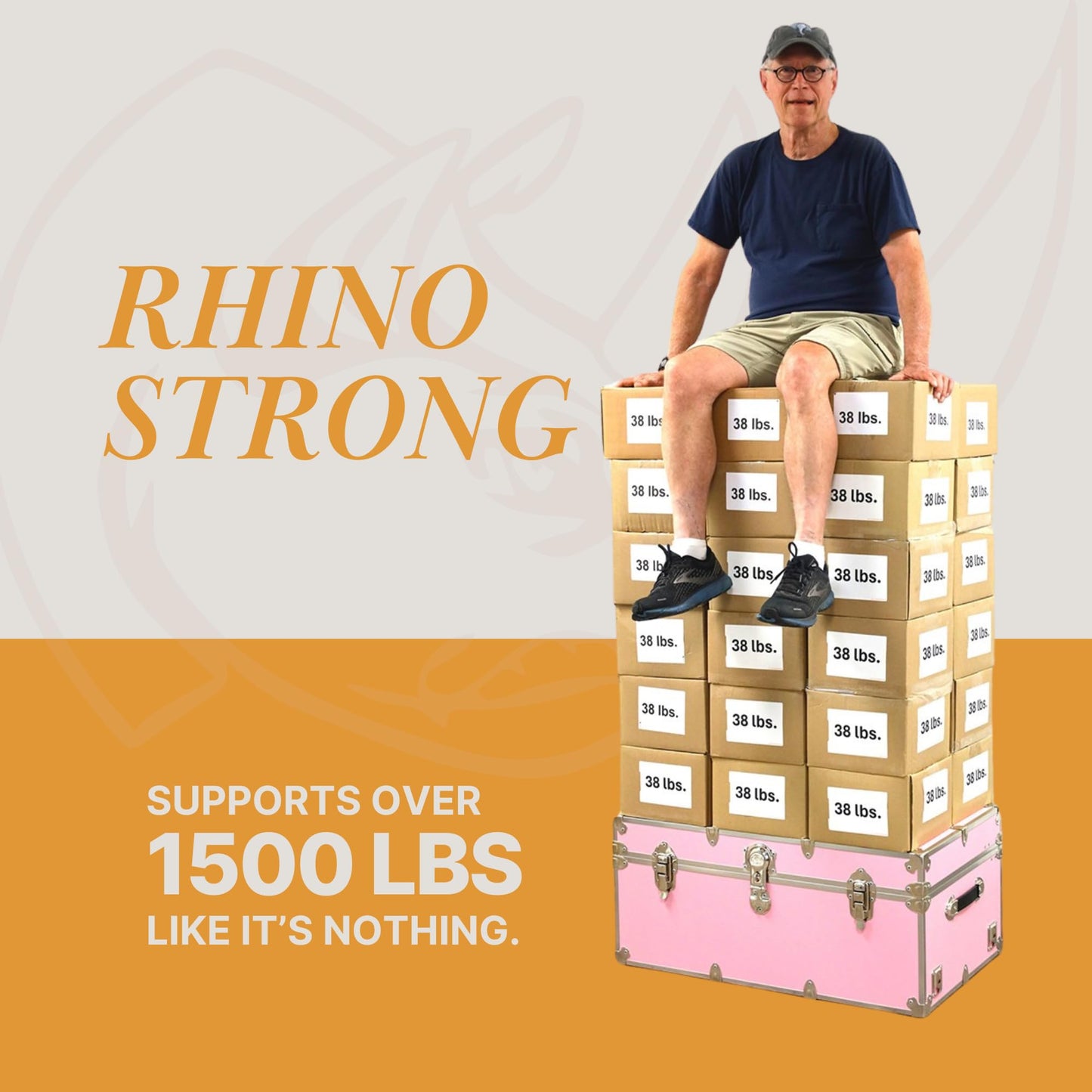 Rhino Trunk & Case Classic XL Trunk With Wheels 34"x20"x15", 1500+ lbs Capacity - Many Colors, Soft-Close Lid. Strong, USA Made Summer Camp Footlocker and Secure College Dorm Storage Chest