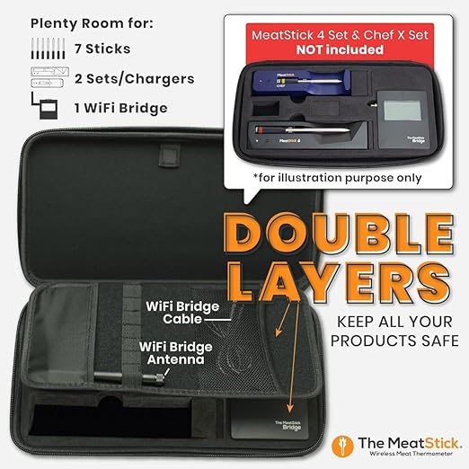 MeatStick 4X WiFi Travel Kit [Unlimited Range] | Quad Sensors Smart Wireless Meat Thermometer with Bluetooth | for Smoking, Grilling, BBQ, Air Fryer, Deep Frying, Oven, Sous Vide, Rotisserie