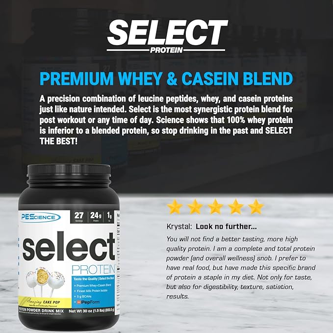 PEScience Select Low Carb Protein Powder, Cake Pop, 27 Serving, Whey and Casein Blend, Keto Friendly, Gluten Free, Best Tasting, Clean Isolate for Women and Men