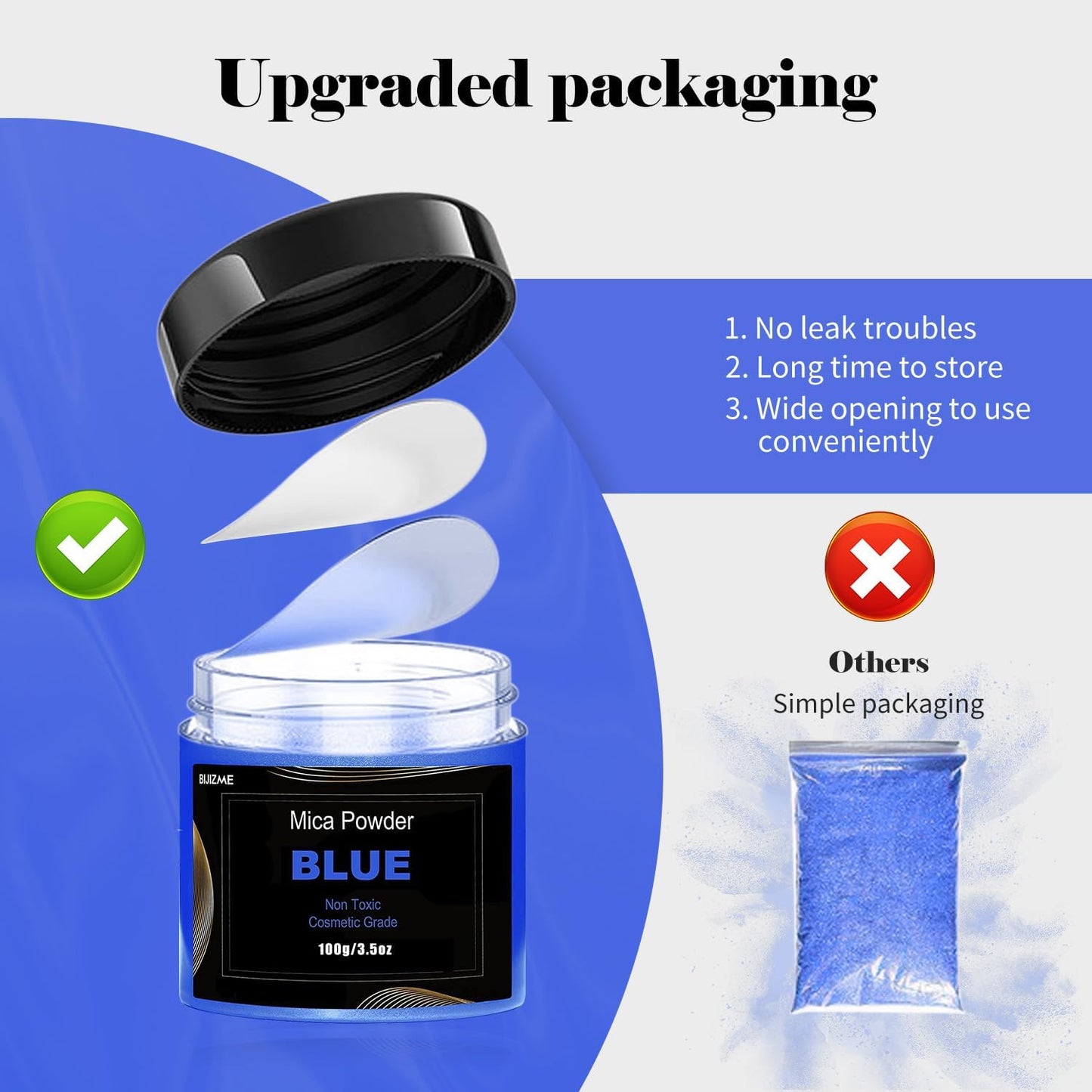 Blue Mica Powder Pigment (100g) -Cosmetic Grade Metallic Mica Powder for Epoxy Resin, Lip Gloss, Soap,Candle Making, Bath Bombs,Tumblers, Jewelry, Dyes, and DIY Crafting Projects(Blue, 3.5oz)