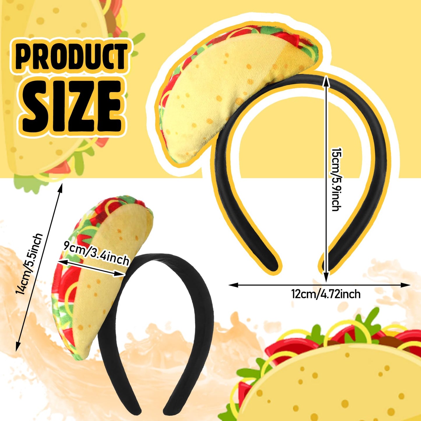 Knitgrip 2 Pcs Funny Headbands Pickle Banana Hot Dog Strawberry Chili Pepper Taco Style Halloween Costume Accessories (Taco)