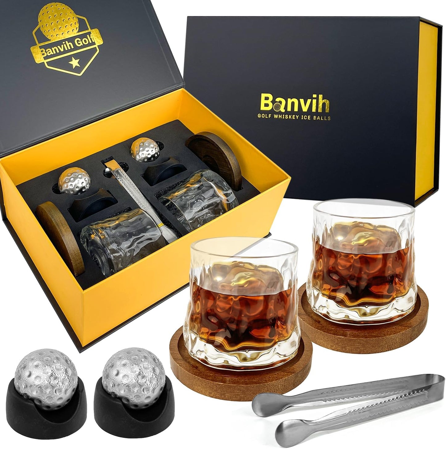 Whiskey Golf Stones Gifts Set Accessories for Men - Christmas Stocking Stuffers for Adults,Funny White Elephant Gag Gifts for Adults