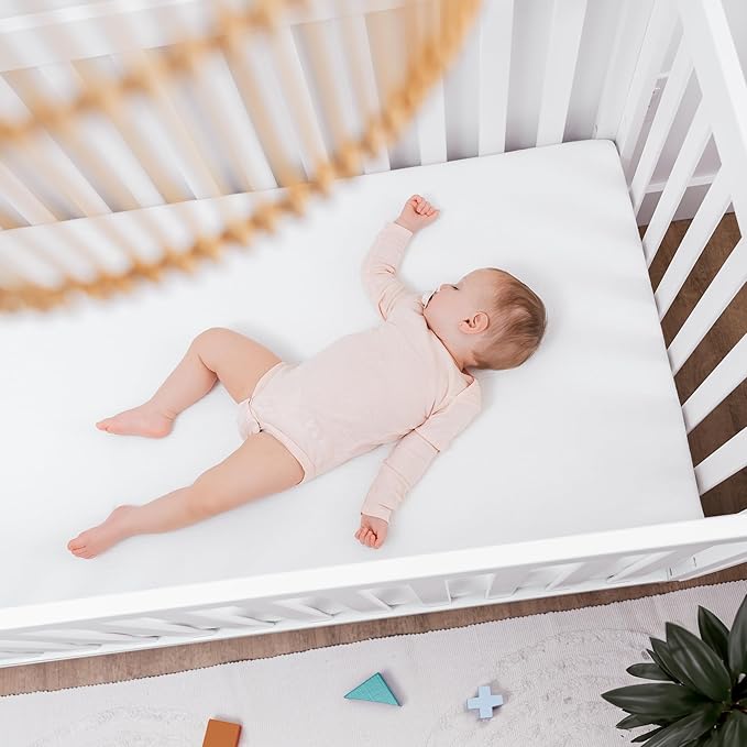 Comfy Cubs 100% Muslin Cotton Fitted Crib Sheet - Soft, Standard & Breathable Crib Sheets for Toddler Mattress - Snug Fit, Secure Elastic with Beautiful Packaging for Boys & Girls - White