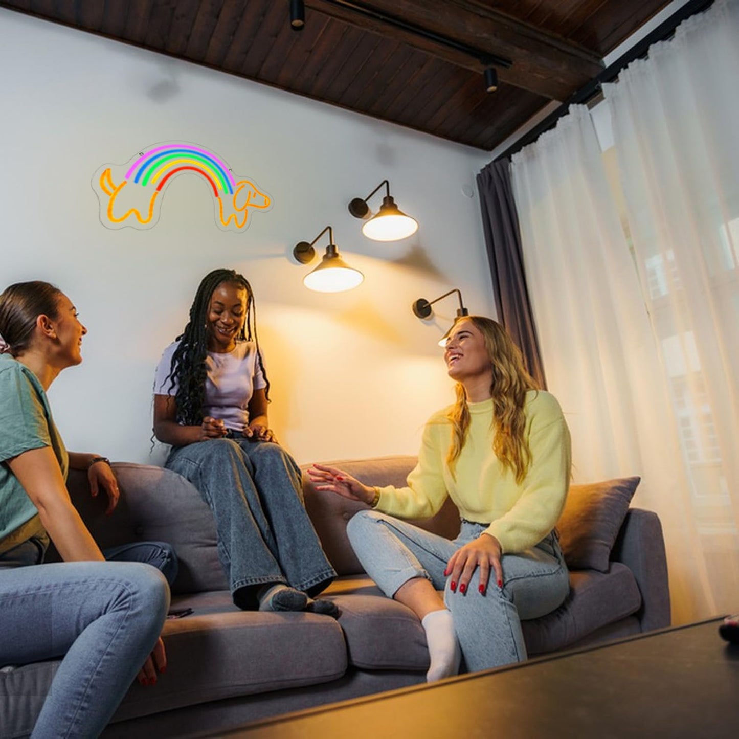 Gyaksjm Rainbow Dachshund Neon Sign For Wall Decor Dimmable Dog Neon Light Cute Puppy Neon Light Sign Rainbow Light Signs For Pet Shop Kid Room Bedroo Dog Lovers Pride Gifts