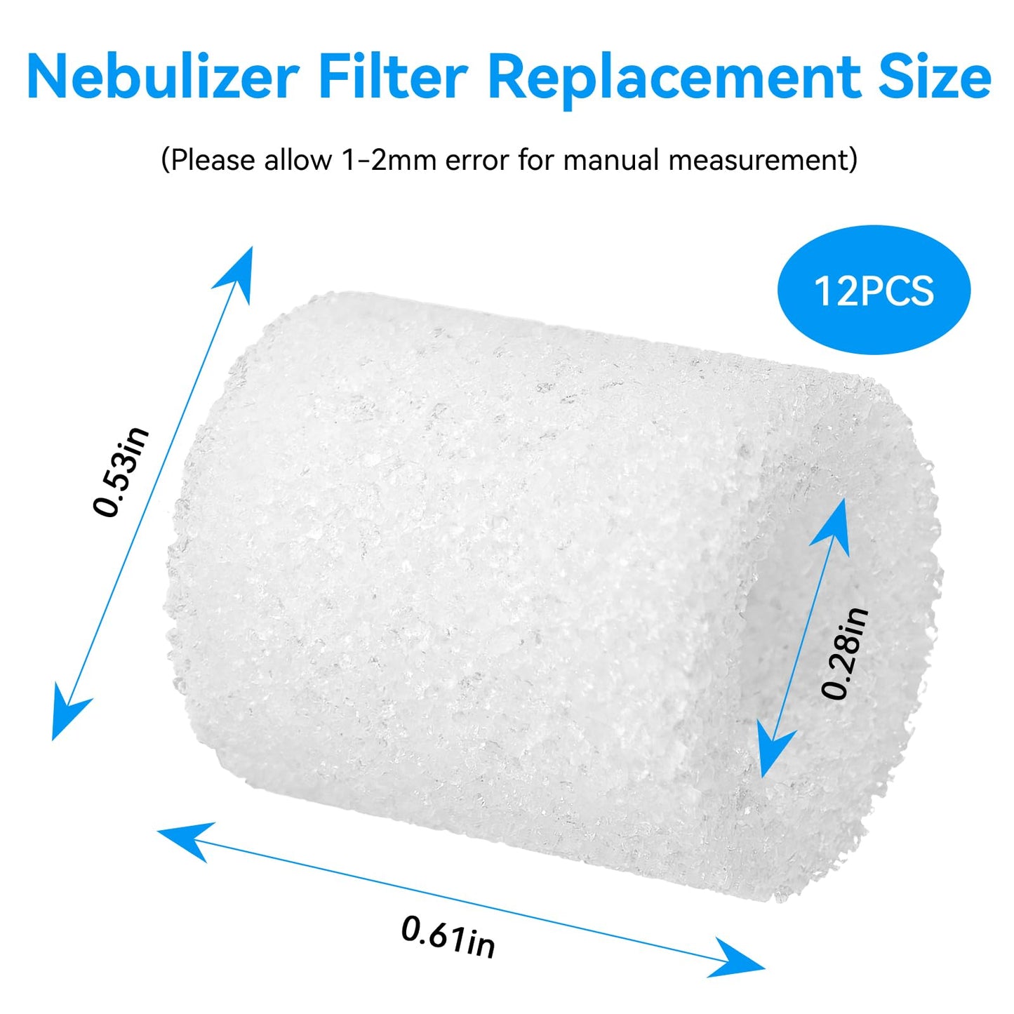 12 Pack CPAP Nebulizer Filter Replacement for PARI Vios, Ultra II, Trek, and Trek S Nebulizer Filters, Replacement Air Filters Compatible with PARI Compressor