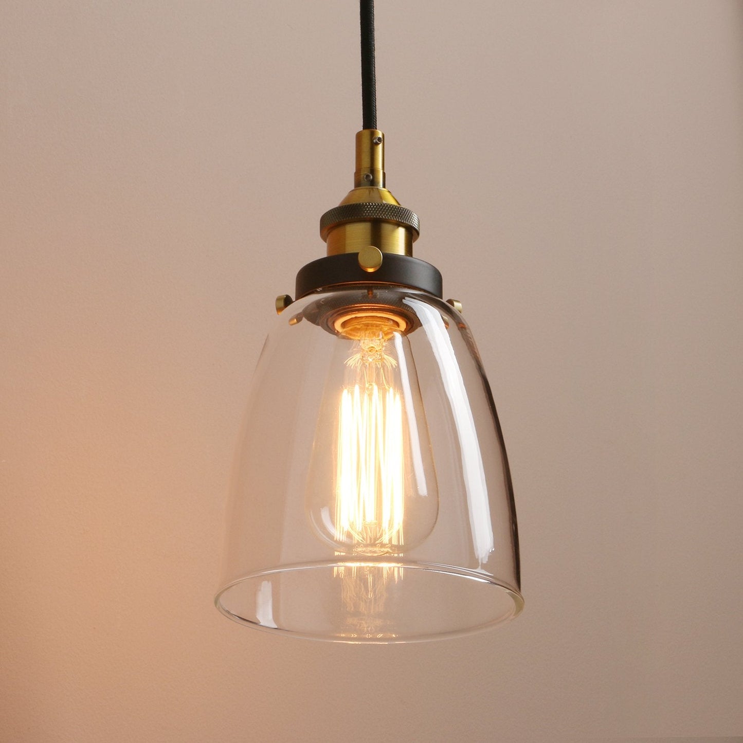 Pathson Retro Pendant Light, Industrial Hanging Lamp, Adjustable Clear Glass, Antique Metal, Model Yt030-D