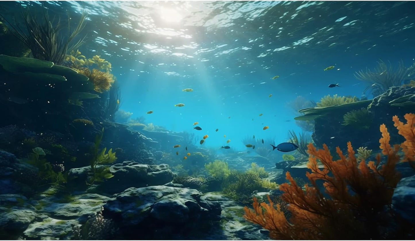 Ocean Floor Fish Tank Background Underwater Rock Aquarium Background Under The Sea Terrarium Backgrounds Aquatic Plants Sunlight Fish Tank Backgrounds Tropical Fish Aquarium Wallpaper 72x16in