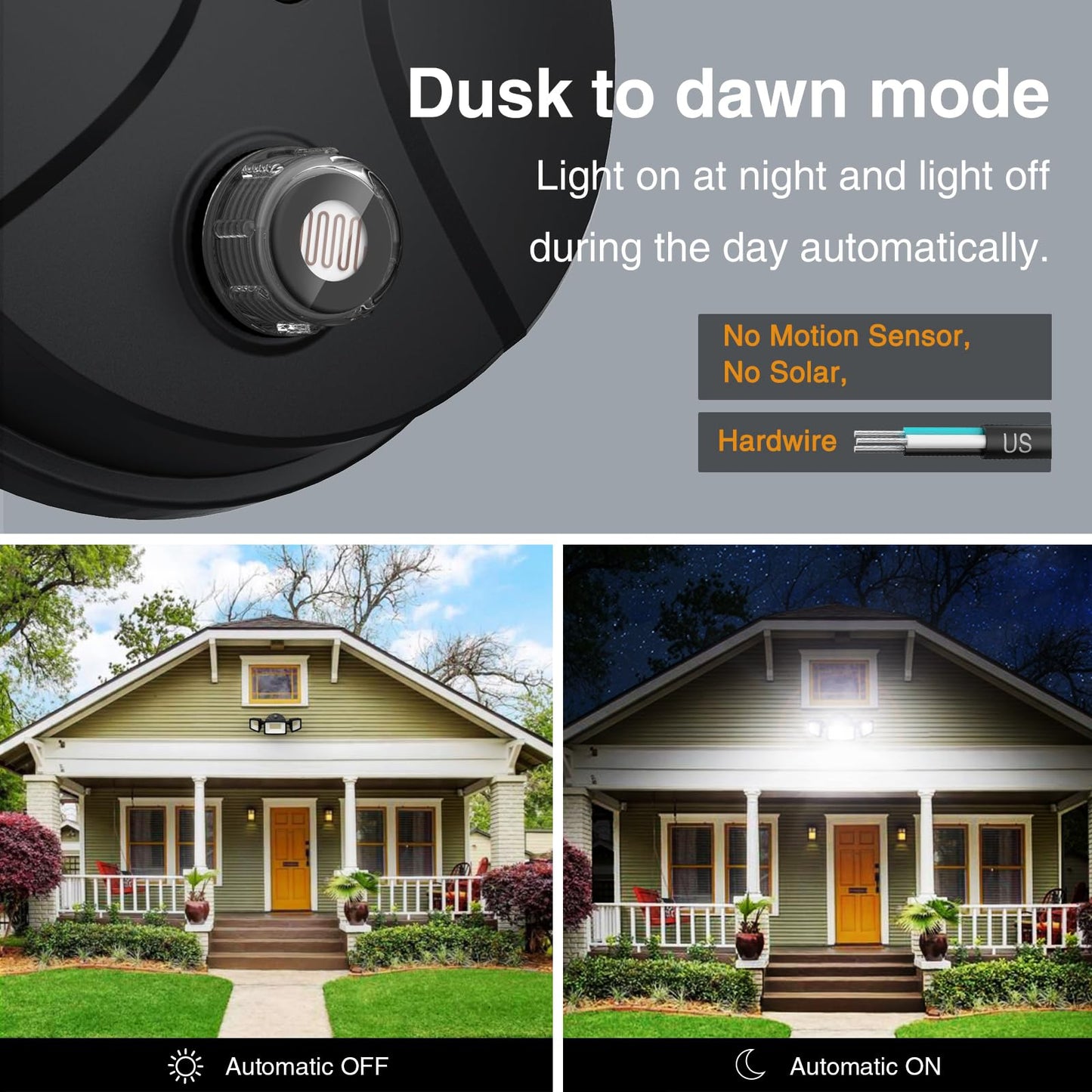 Onforu 70W LED Flood Light, 7000LM, IP65 Waterproof, 3 Adjustable Heads, 6500K, Black, Model BDB60D-3