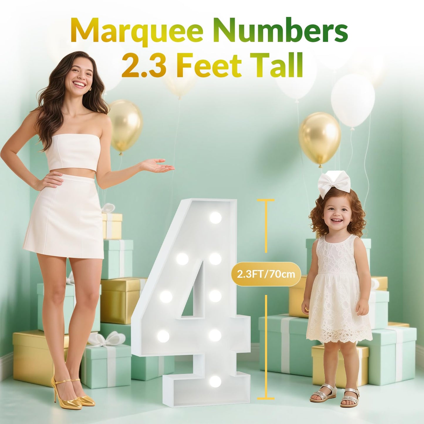 Joymuse 2.3Ft Marquee Numbers  Light Up Numbers Birthday Decorations For Girls Birthday Party Anniversary Backdrop